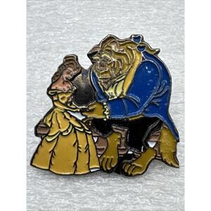 Beauty And The Beast Pin Belle & Beast Sitting On A Bench Rare 1”
